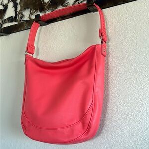 Elegant Coral Beautiful Stitching on Shoulder Bag (small black mark on back)